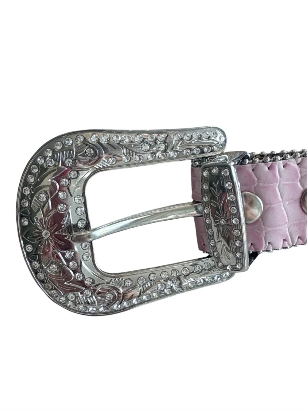 NOCONA pink alligator western cowgirl belt sparkling rhinestone studs Size XS/S